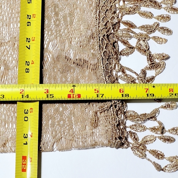 Infinity Lace Fringed Champagne Colored Scarf - Picture 11 of 11